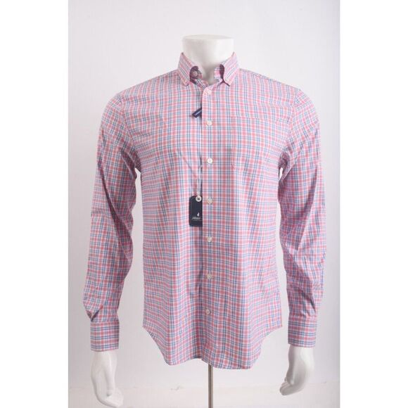 johnnie-O Other - Johnnie-O Mens Novak Oxford Shirt Size S Blue Pink Plaid Long Sleeve NWT